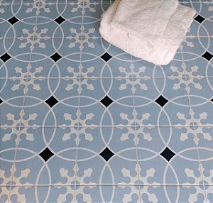 PISO EM PORCELANA HIDRAULICA TUYNY BLUE  20X20 CM KIT COM 15 PEÇAS