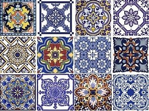 Kit Blue Mix - Com 40 peças azulejos 15,4x15,4 cm