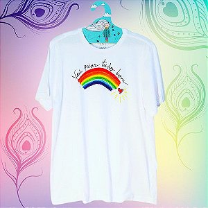 Camiseta estampa manual arco iris