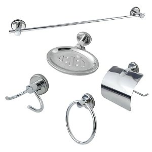 KIT ACESSESSORIO BANHEIRO 5PC MET CROM PL AGATA 2000 FMETAIS