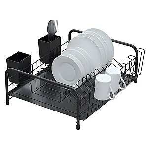 ESCORREDOR LOUCA C/BANDEJA PRETO PLAST .