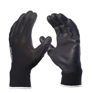 LUVA MALHA PRETA PU TRICOT TATIL FLEXTATIL .