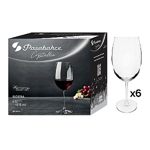 JOGO CONJ 6 PÇTACAS P/VINHO SIDERA CRISTAL 615ML PSB