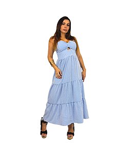 Vestido Dress Code Listrado Midi