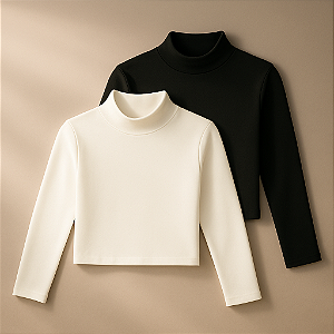 Kit Cápsula Essencial: 2 Blusas Gola Alta Manga longa Dress Code
