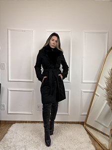 Casaco Trench Coat Alfaiataria Sobretudo Forrado com Pelos 2 em 1 Dress Code
