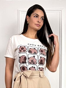 T-shirt Estampa Capivara 100% algodão
