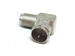 ADAPTADOR JACK F + F 90 ENGATE RAPIDO COM ROSCA DE METAL