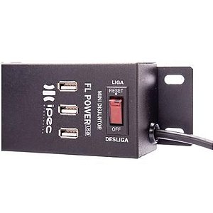 FILTRO DE LINHA 6 TOMADAS + 3 USB FL POWER USB - PRETO IPEC