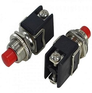 CHAVE PUSH BOTTON 8A 125V 4A 250V 2 TERMINAIS VERMELHA, (N.F.)