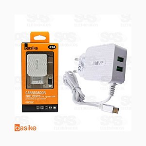 CARREGADOR INTELIGENTE 3.1A 2USB V8 BASIKE CAR-9016
