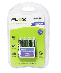 PILHA PALITO RECARREGAVEL AAA C/4UNID. FX-AAA13B4 - MARCA:FLEX