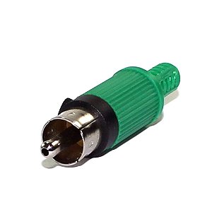 PLUG RCA PLASTICO C/ RABICHO VERDE/NIQUEL