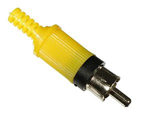 PLUG RCA PLASTICO C/ RABICHO AMARELO/NIQUEL