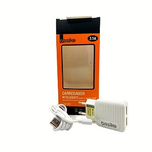CARREGADOR INTELIGENTE BASIKE V8 3.1A 2 USB CAR-9013