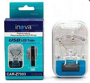 CARREGADOR UNIVERSAL USB COM LCD SEGURO INOVA CAR- Z7003