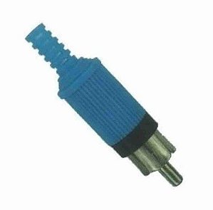 PLUG RCA PLASTICO C/ RABICHO AZUL/NIQUEL