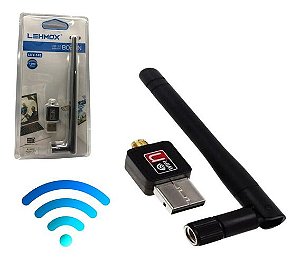 ADAPTADOR WIRELESS USB 2.0 COM ANTENA 1200MBPS LEHMOX LEY-142