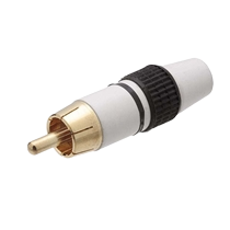 PLUG RCA ESMALTADO PONTA DOURADA PRETO/DOURADO