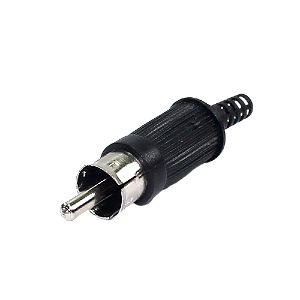 PLUG RCA COROA ABERTA NIQUEL PLASTICO PRETO