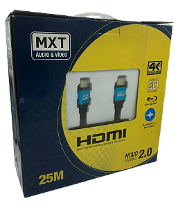 CABO HDMI 4K ULTRA HD C/ FILTRO 28AWG C/ AMPLIFICADOR DOURADO 2.0V 25M