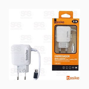 CARREGADOR INTELIGENTE BASIKE V8 3.1A 2 USB CAR-9011