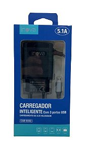 CARREGADOR INTELIGENTE INOVA V8 5.1A 3 USB CAR-9002