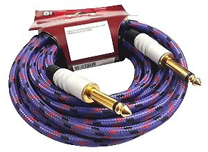 CABO DE GUITARRA MONO NYLON P10+P10, 5M DOURADO/LILAS