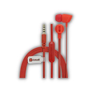 FONE DE OUVIDO COM MICROFONE DOTCELL DC-F38 VERMELHO UNID.