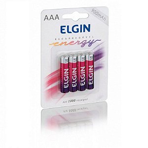 PILHA PALITO AAA ELGIN RECARREGAVEL 900MAH BLISTER C/4 82169