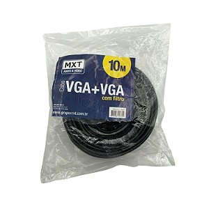 CABO VGA + VGA COM FILTRO O.D:5,8MM DUPLA BLINDAGEM PRETO 10M