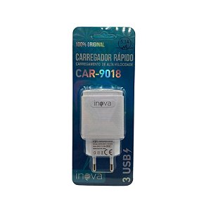 FONTE CARREGADOR INOVA 5.1A 3 USB CAR-9018