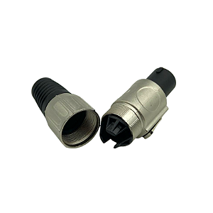 CONECTOR SPEAKON MACHO COM TRAVAM, 4 VIAS, PROFISSIONAL