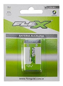 BATERIA 9V ALCALINA C/ 1 UNIDADE -MARCA : FLEX MOD. FX-9K1