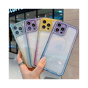 CAPA DE LUXO TRANSPARENTE COM STRASS LIGHTNING IPH 11 PRO MAX