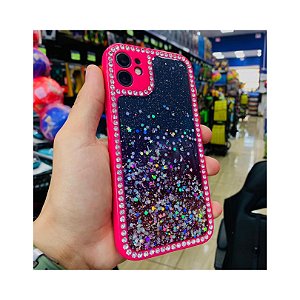CAPA DE LUXO COM BRILHO E STRASS LIGHTNING IPH 7 / 8 PLUS