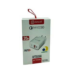 FONTE PARA CELULAR 20W DOTCELL DC-TC5200 C/ CABO TIPO C