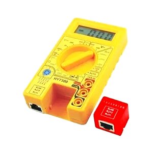 MULTIMETRO DIGITAL C/TESTADOR DE TRANS/DIODO E CABO REDE RJ11/RJ45