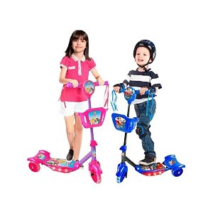 PATINETE INFANTIL C  CESTINHA SOM E LUZ ROSA E AZUL XH-066
