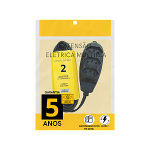 EXTENSAO 2P + T 02 MTS PRETA (3 PINOS) BRIGHT