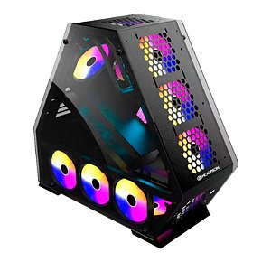 GABINETE C/FONTE 600W - WATER COOLER HOOPSON - 6 COOLER C/RGB -  CPU-019G-PT