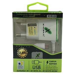 CARREGADOR PARA CELULAR SUPER RAPIDO XC-V8-LED 2.0A X-CELL