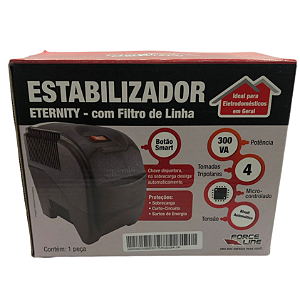 ESTABILIZADOR ETERNITY 300VA BIVOLT 115V PRETO FORCELINE
