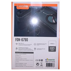 FONE DE OUVIDO BLUETOOTH 5.1 DE ALTA QUALIDADE BASIKE FON-6790