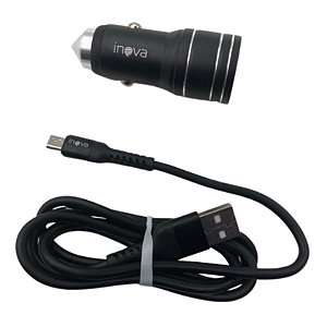 CARREGADOR AUTOMOTIVO C/ 2 USB + CABO V8 3.4A INOVA  - GL02S