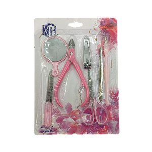 KIT DE MANICURE COM 7 PEÇAS EM AÇO INOX - XH-7300