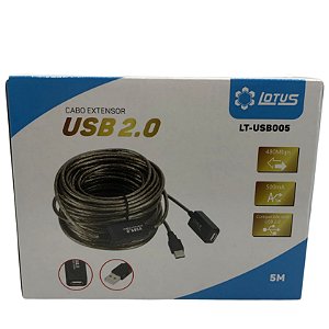 CABO EXTENSOR DE USB 2.0 5M LOTUS - LT-USB005