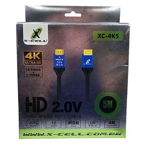 CABO HDMI 4K 2,0V  5 METROS X-CELL  MOD: XC-4K5
