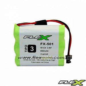 BATERIA P/ TELEFONE SEM FIO MOD. "FLEX" FX-501 3.6V 650MAH