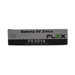 BATERIA 9V ZINCO FLEX CAIXA C/ 10 UNIDADES - FLEX MOD.FX-9Z1A
